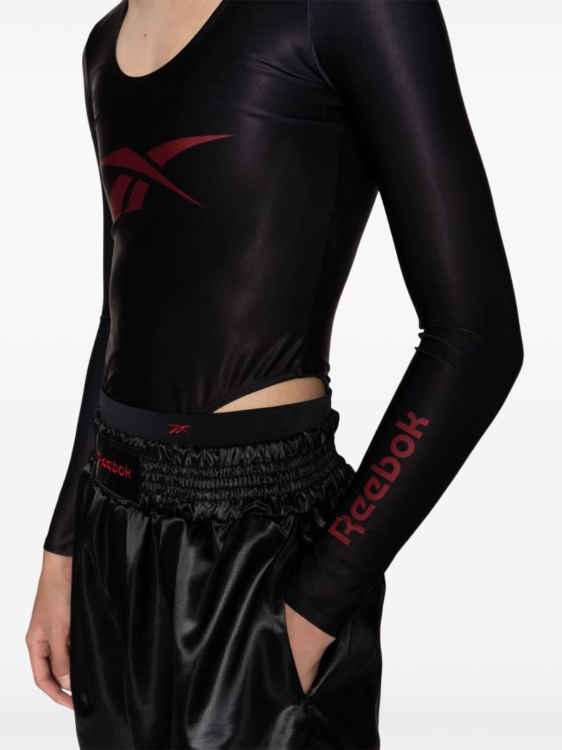 Black Vector-print Scoop-neck Bodysuit