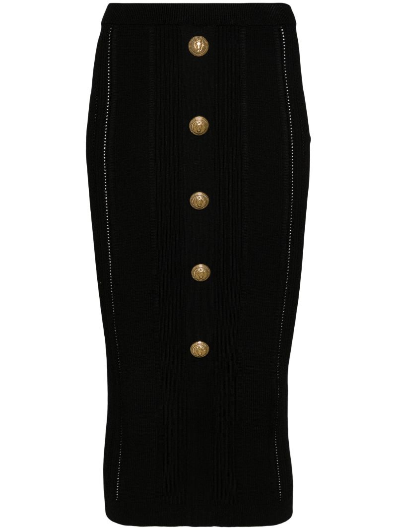 Black 5-button Knit Skirt
