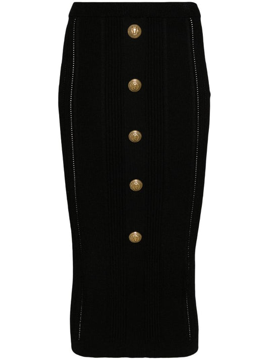 Black 5-button Knit Skirt