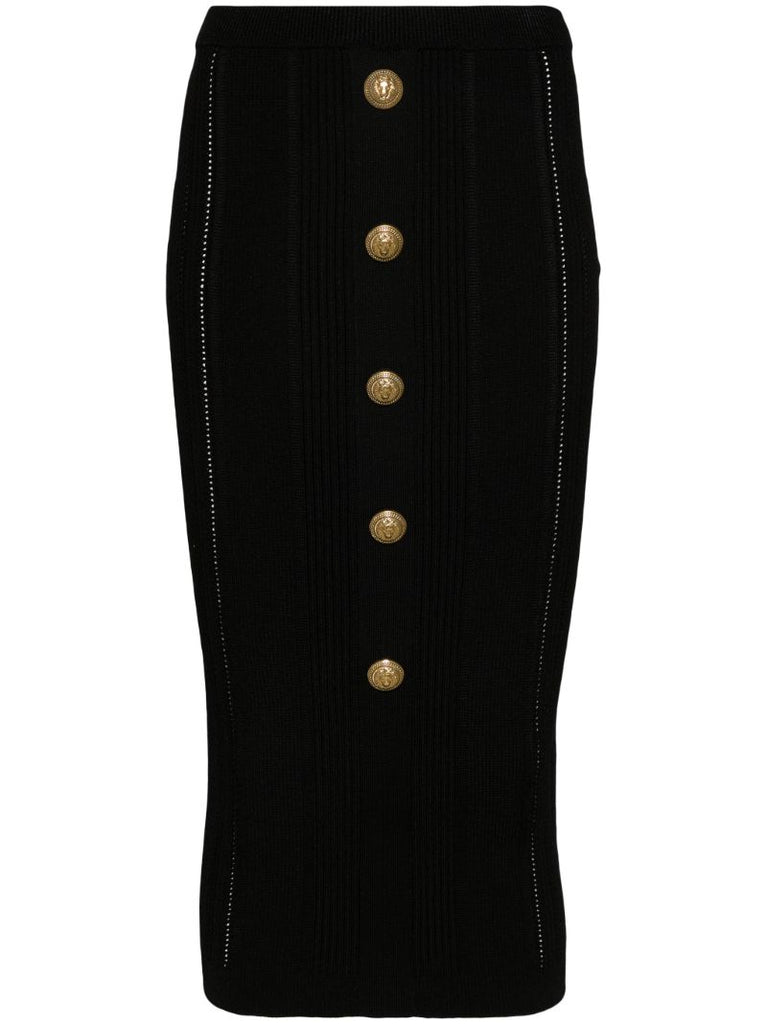 Black 5-button Knit Skirt
