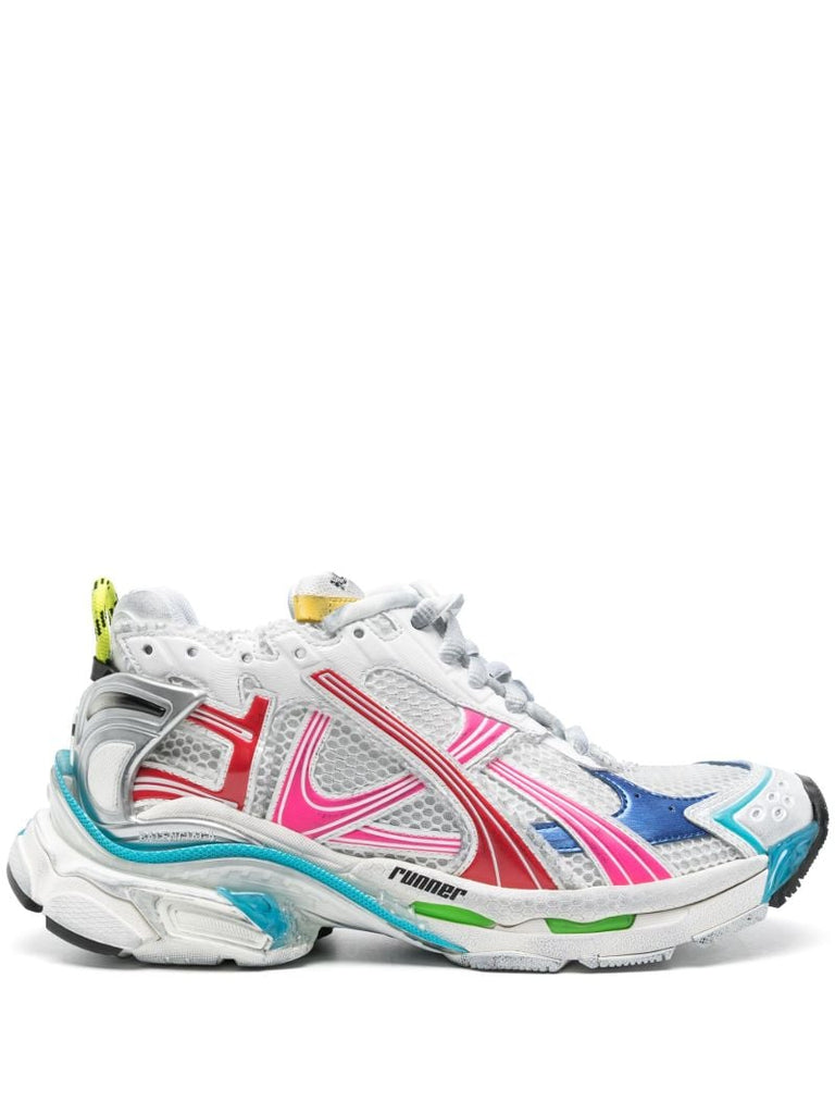 White Runner Panelled Sneakers