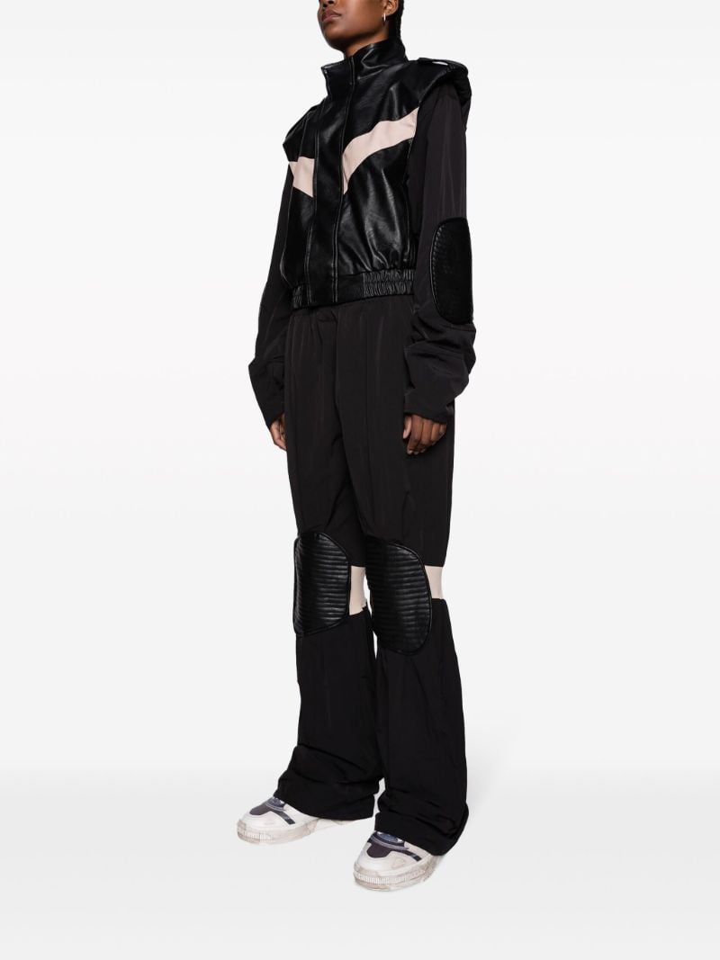 Black Vector Faux-leather Biker Jacket