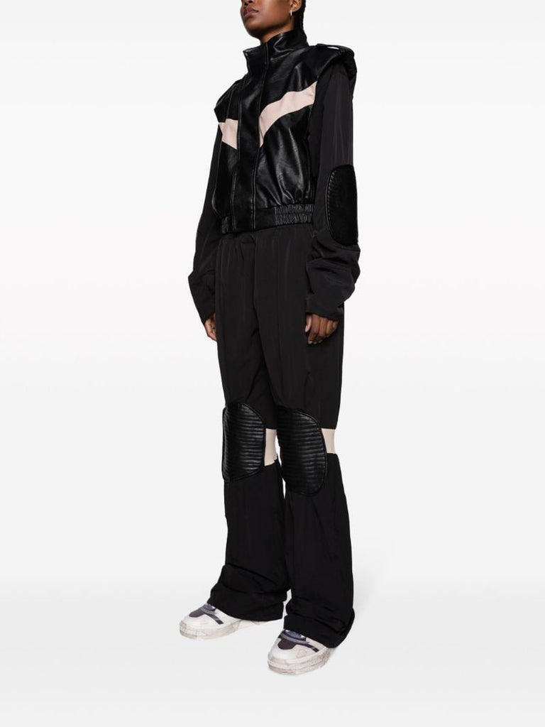 Black Vector Faux-leather Biker Jacket