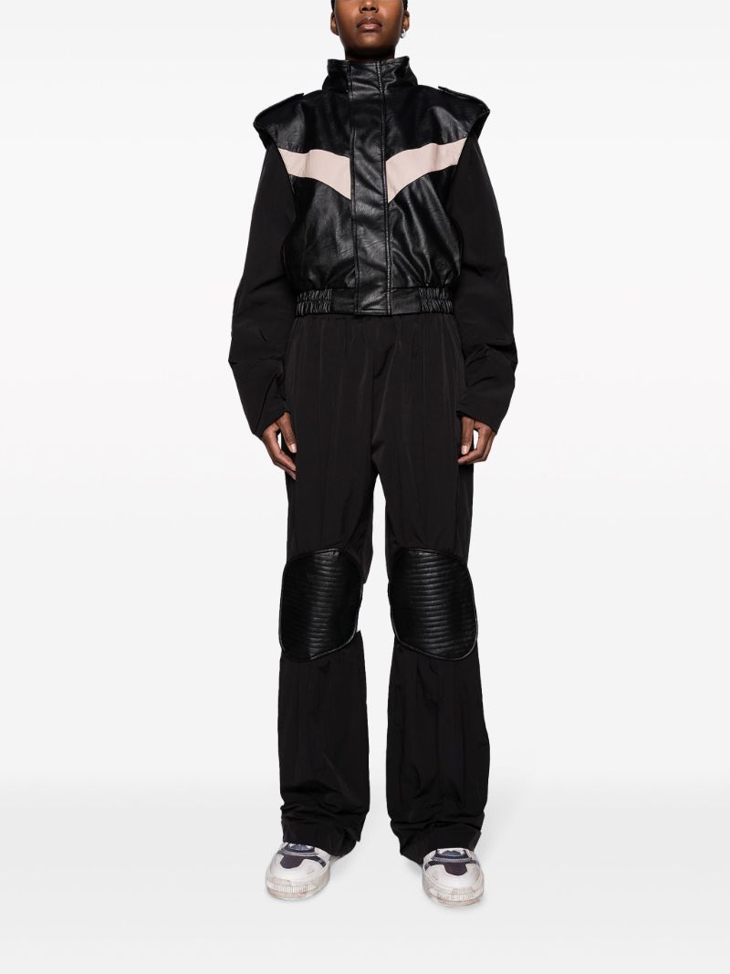 Black Vector Faux-leather Biker Jacket
