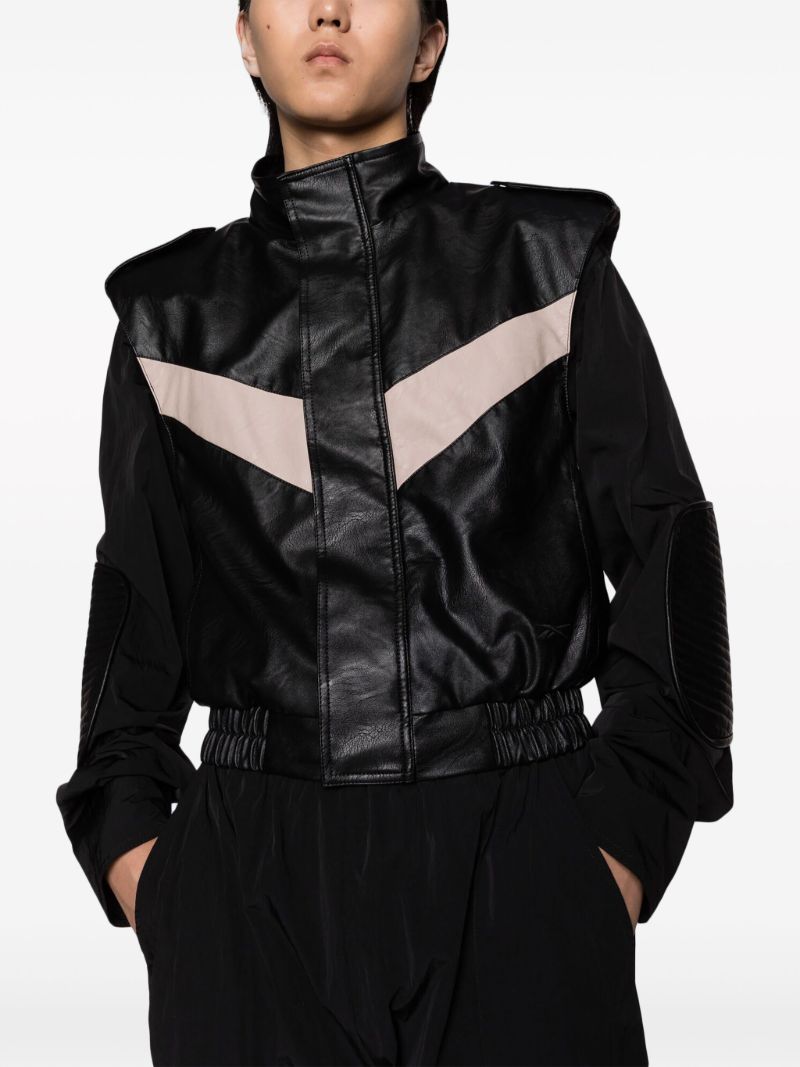 Black Vector Faux-leather Biker Jacket