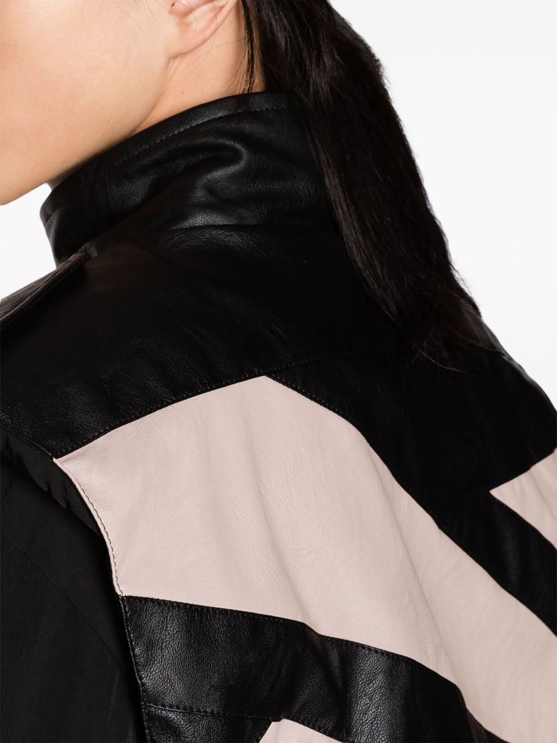Black Vector Faux-leather Biker Jacket