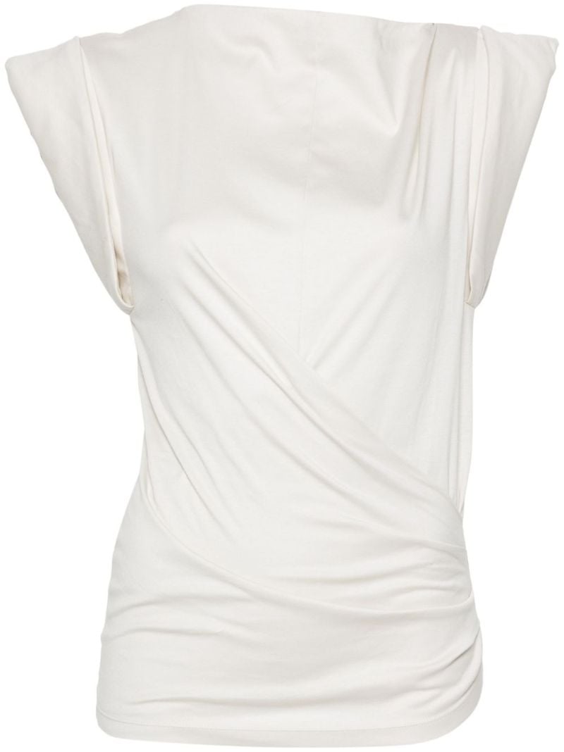 Neutral Maisan Gathered Cotton Top