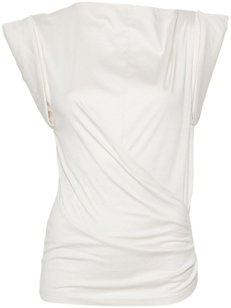 Neutral Maisan Gathered Cotton Top