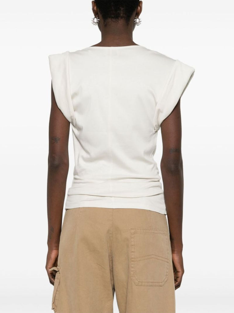 Neutral Maisan Gathered Cotton Top