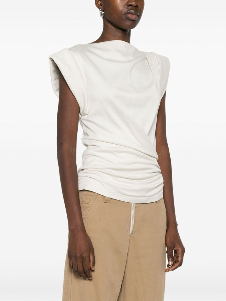 Neutral Maisan Gathered Cotton Top