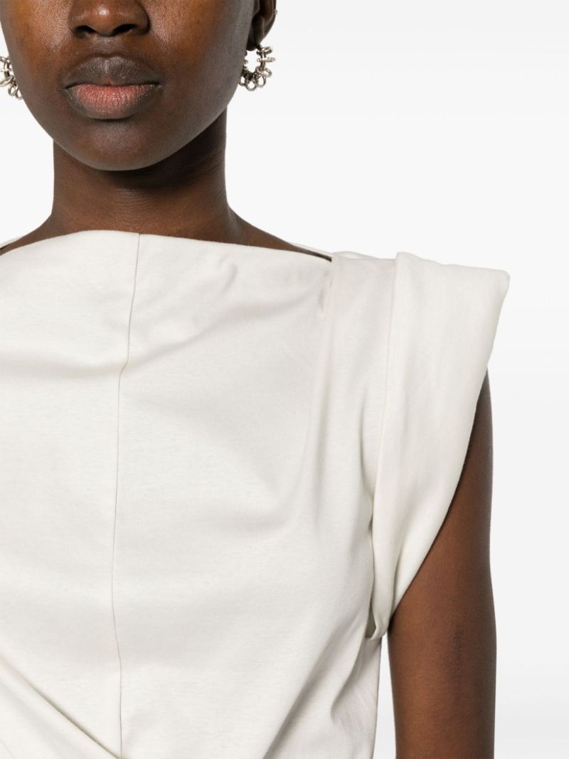 Neutral Maisan Gathered Cotton Top