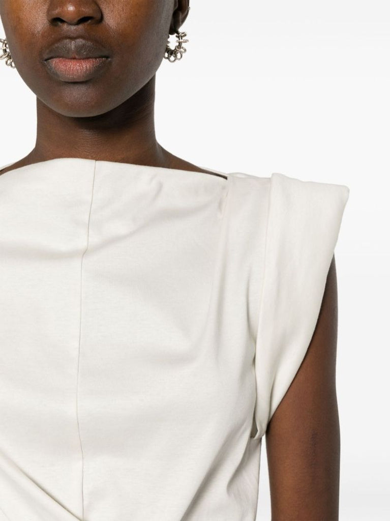 Neutral Maisan Gathered Cotton Top