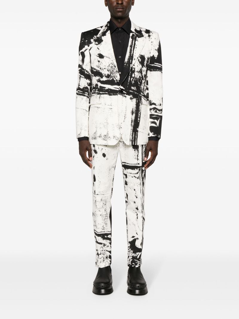 White Graphic-print Straight-leg Trousers