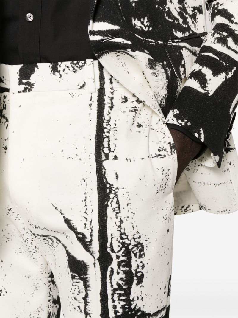 White Graphic-print Straight-leg Trousers