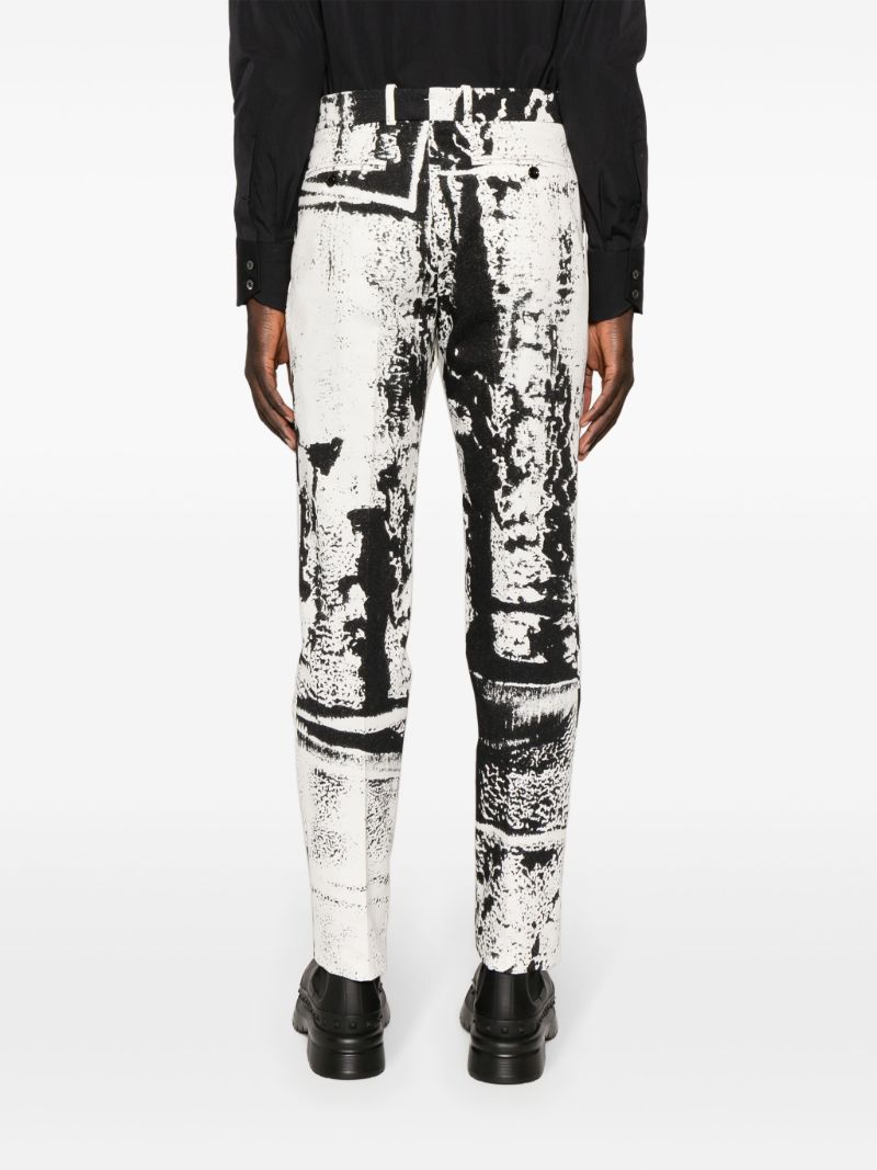 White Graphic-print Straight-leg Trousers