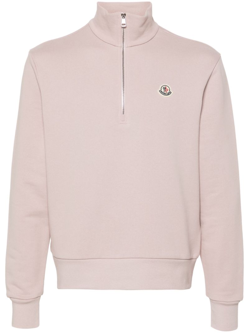 Pink Logo AppliquÃ_x0083_Â© Cotton Sweatshirt