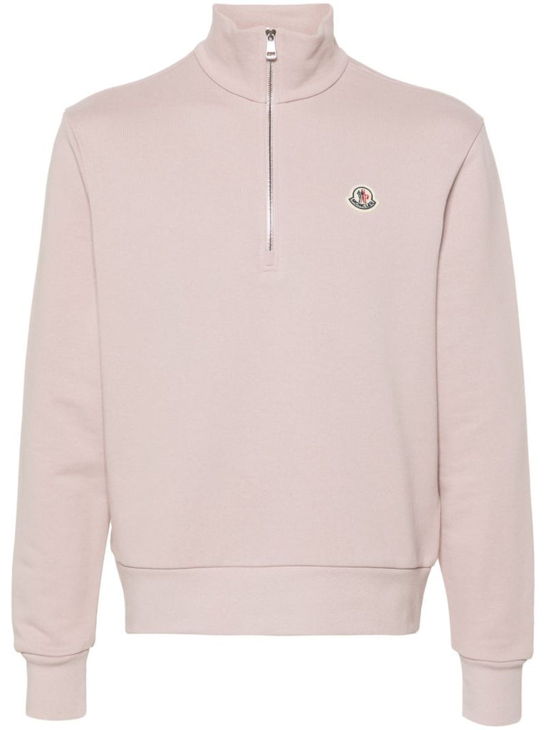 Pink Logo AppliquÃ_x0083_Â© Cotton Sweatshirt