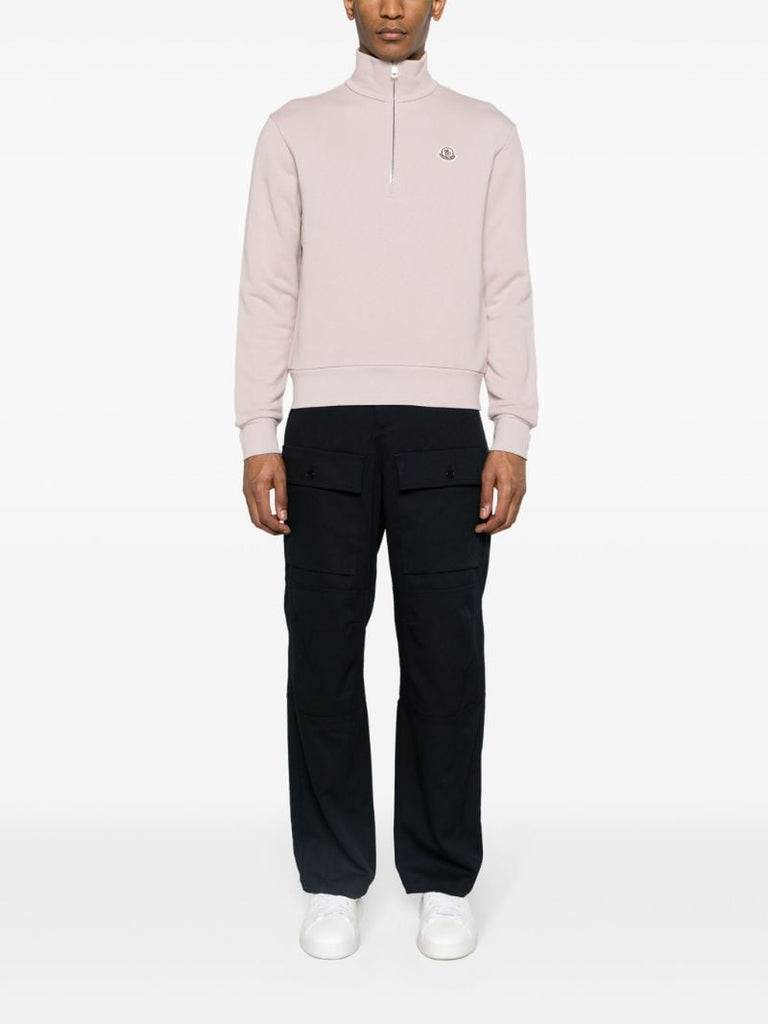 Pink Logo AppliquÃ_x0083_Â© Cotton Sweatshirt