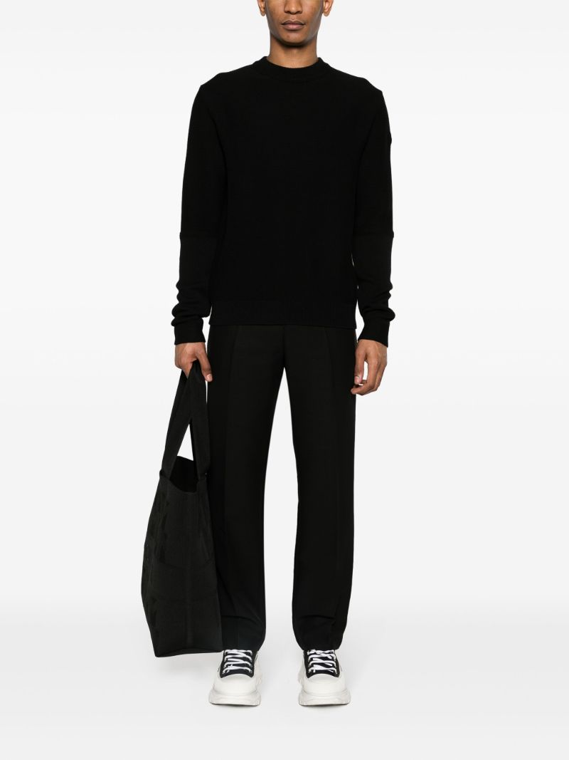 Black Logo AppliquÃ_x0083_Â© Cotton Jumper