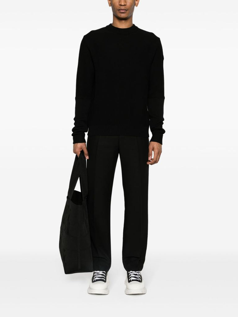 Black Logo AppliquÃ_x0083_Â© Cotton Jumper