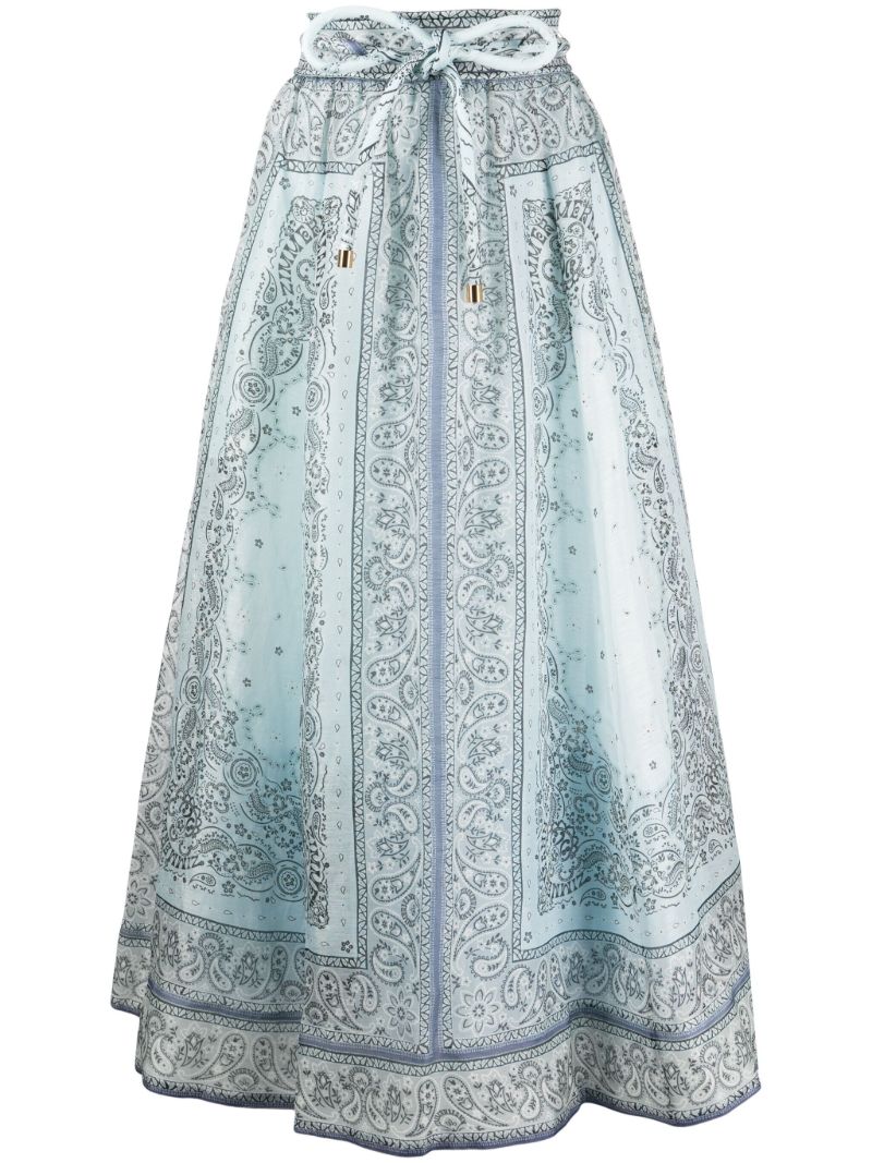 Blue Matchmaker Bandana-print Midi Skirt