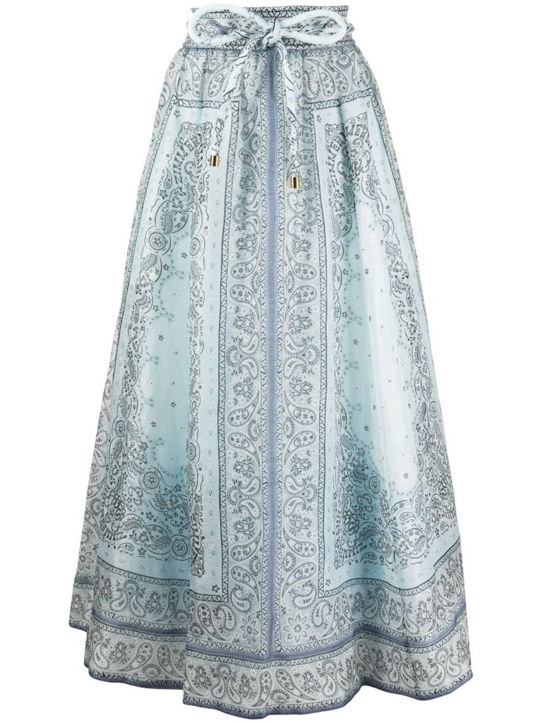 Blue Matchmaker Bandana-print Midi Skirt