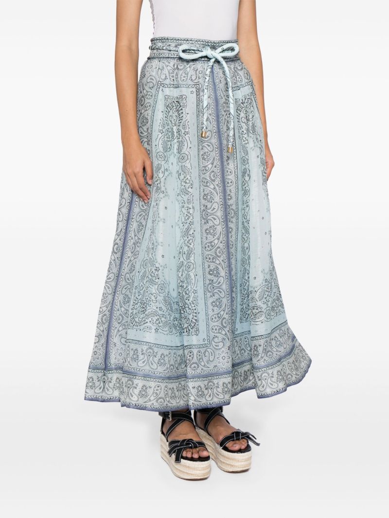 Blue Matchmaker Bandana-print Midi Skirt