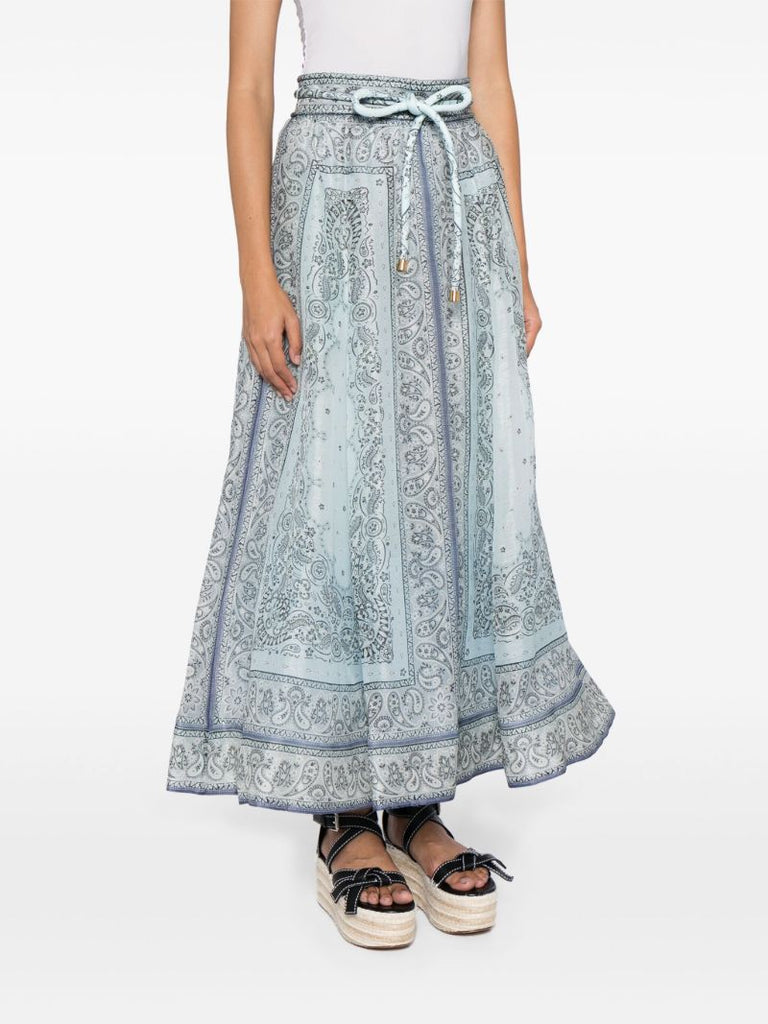 Blue Matchmaker Bandana-print Midi Skirt