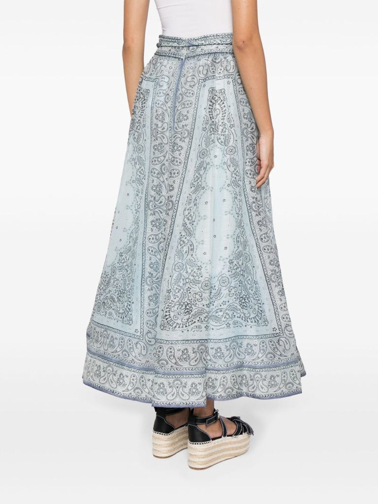 Blue Matchmaker Bandana-print Midi Skirt