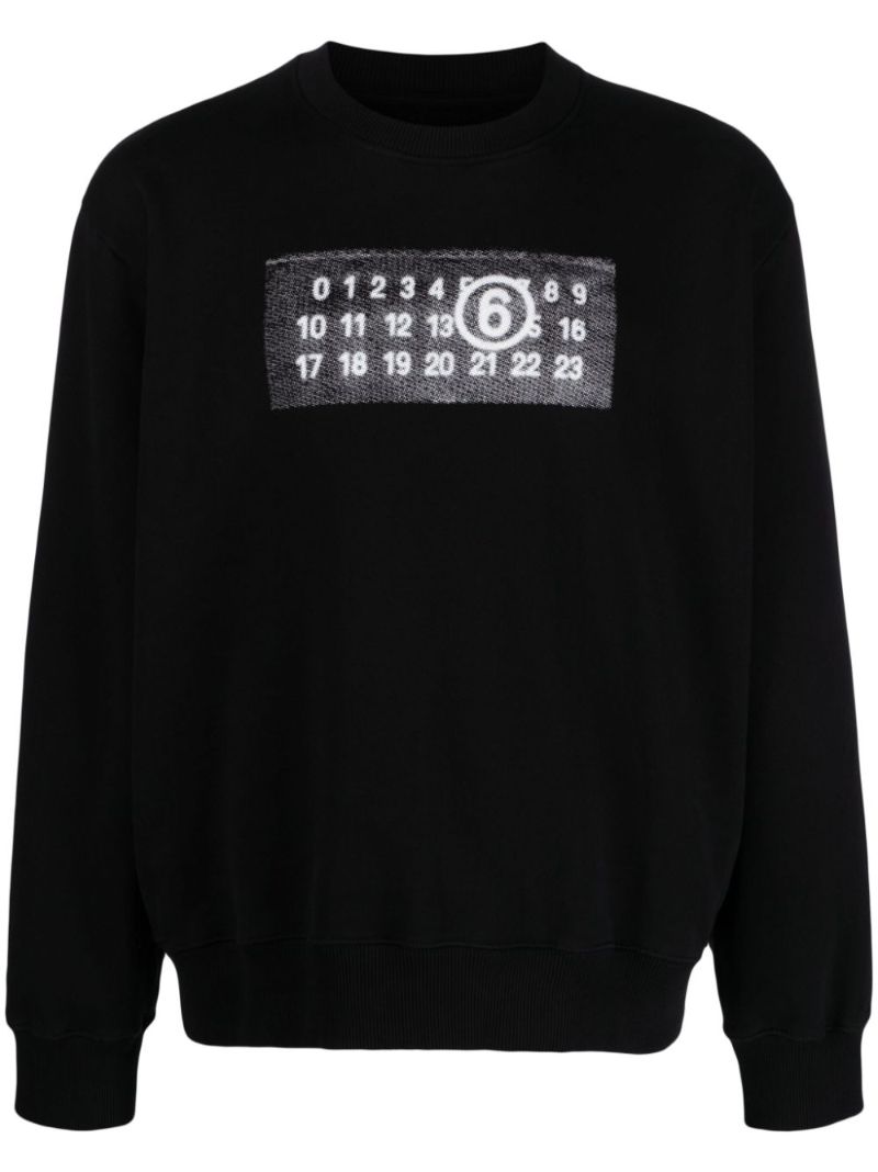Black Numbers-print Cotton Sweatshirt