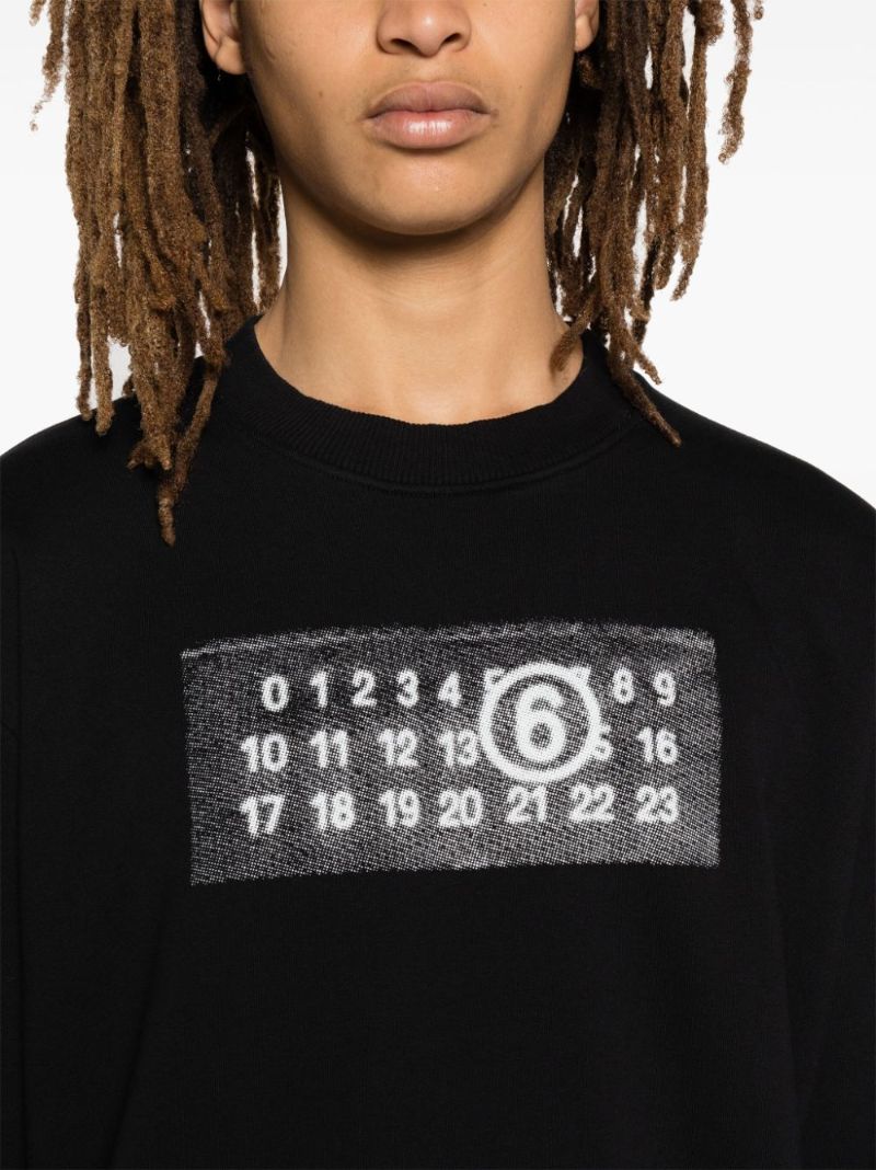 Black Numbers-print Cotton Sweatshirt