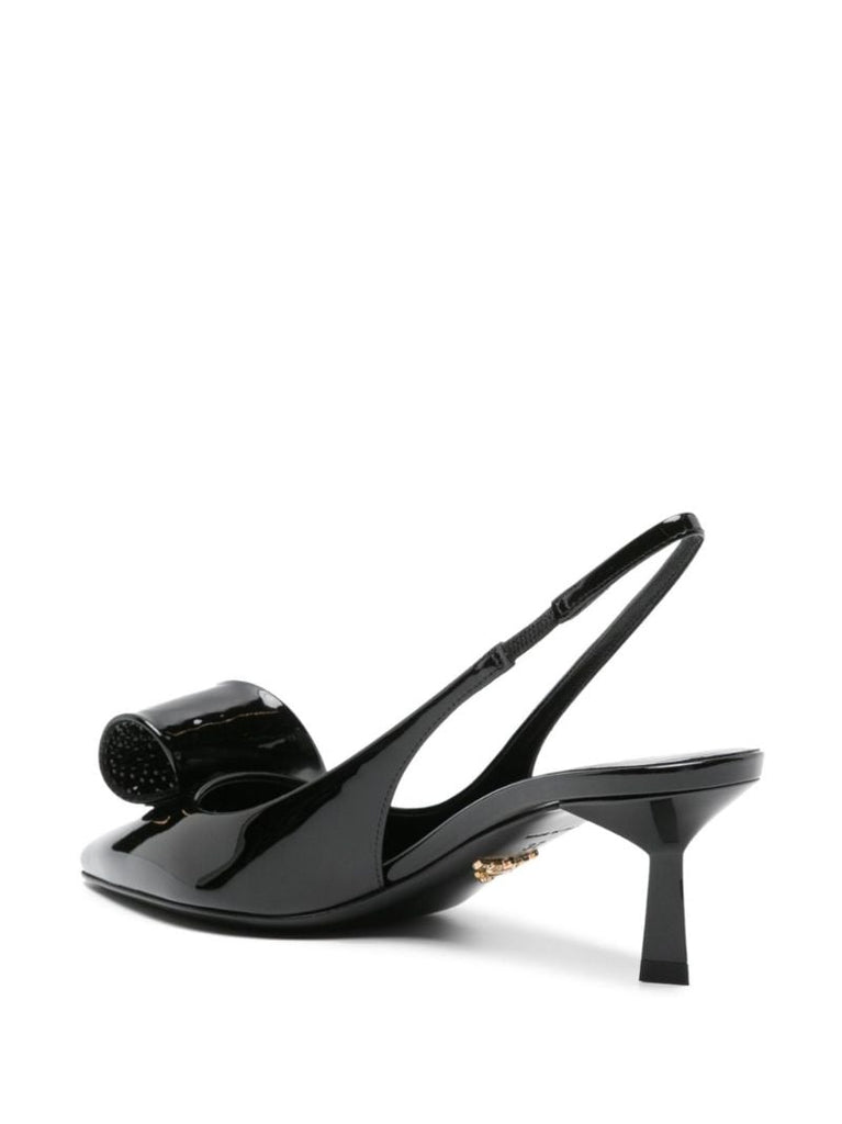 Black 55mm AppliquÃ_x0083_Â© Leather Pumps