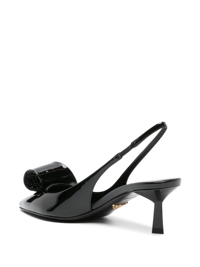 Black 55mm AppliquÃ_x0083_Â© Leather Pumps