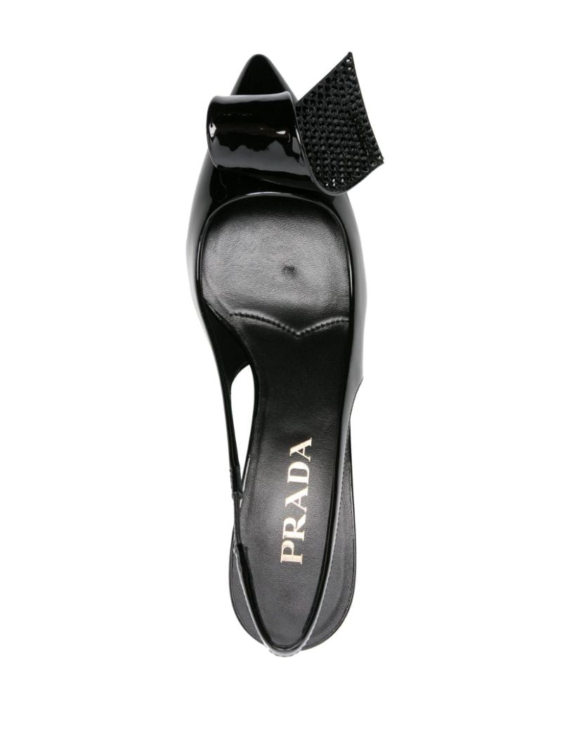 Black 55mm AppliquÃ_x0083_Â© Leather Pumps
