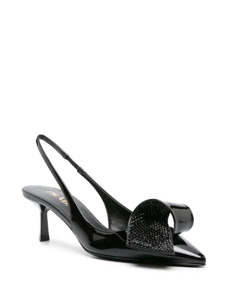Black 55mm AppliquÃ_x0083_Â© Leather Pumps