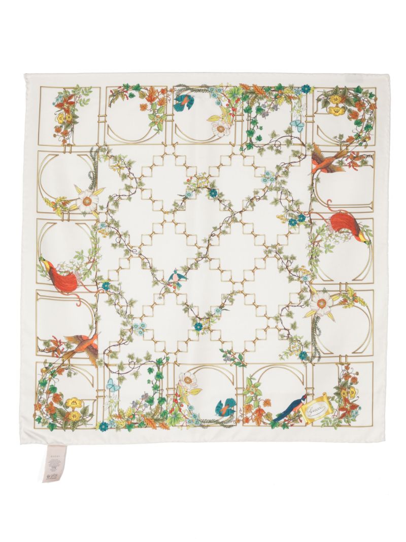 Off-white Floral-print Silk Scarf