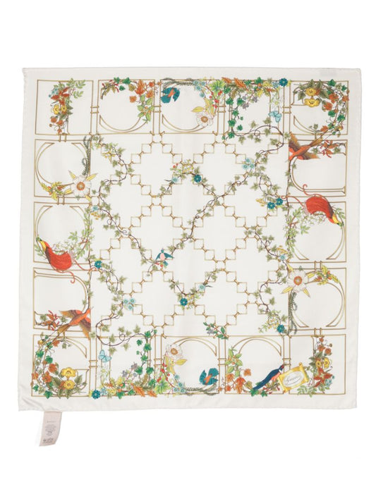 Off-white Floral-print Silk Scarf