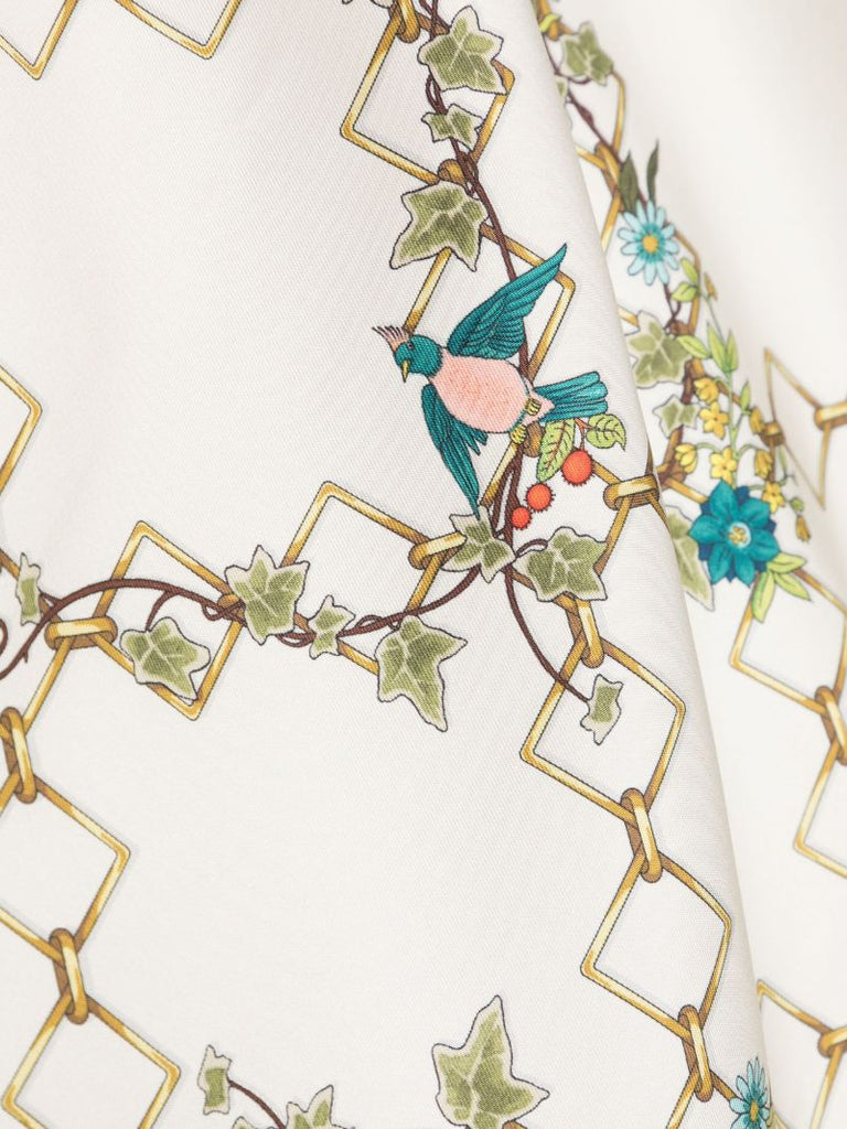 Off-white Floral-print Silk Scarf