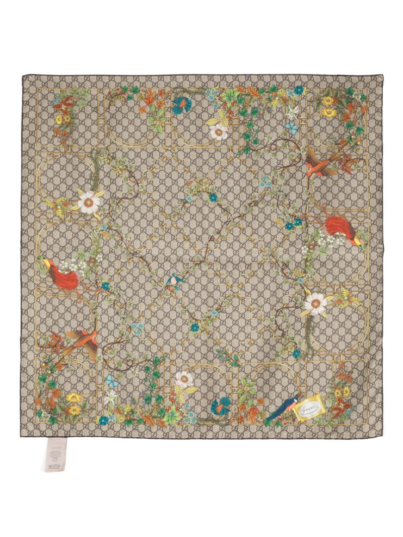 Brown Printed Silk Scarf