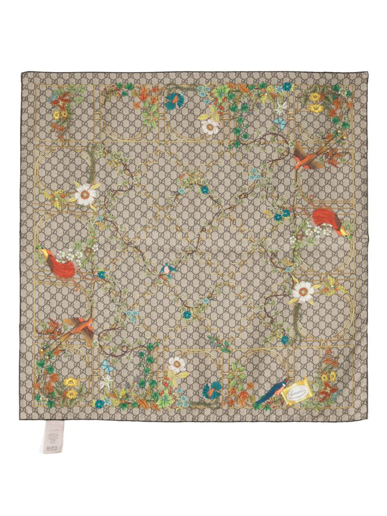 Brown Printed Silk Scarf