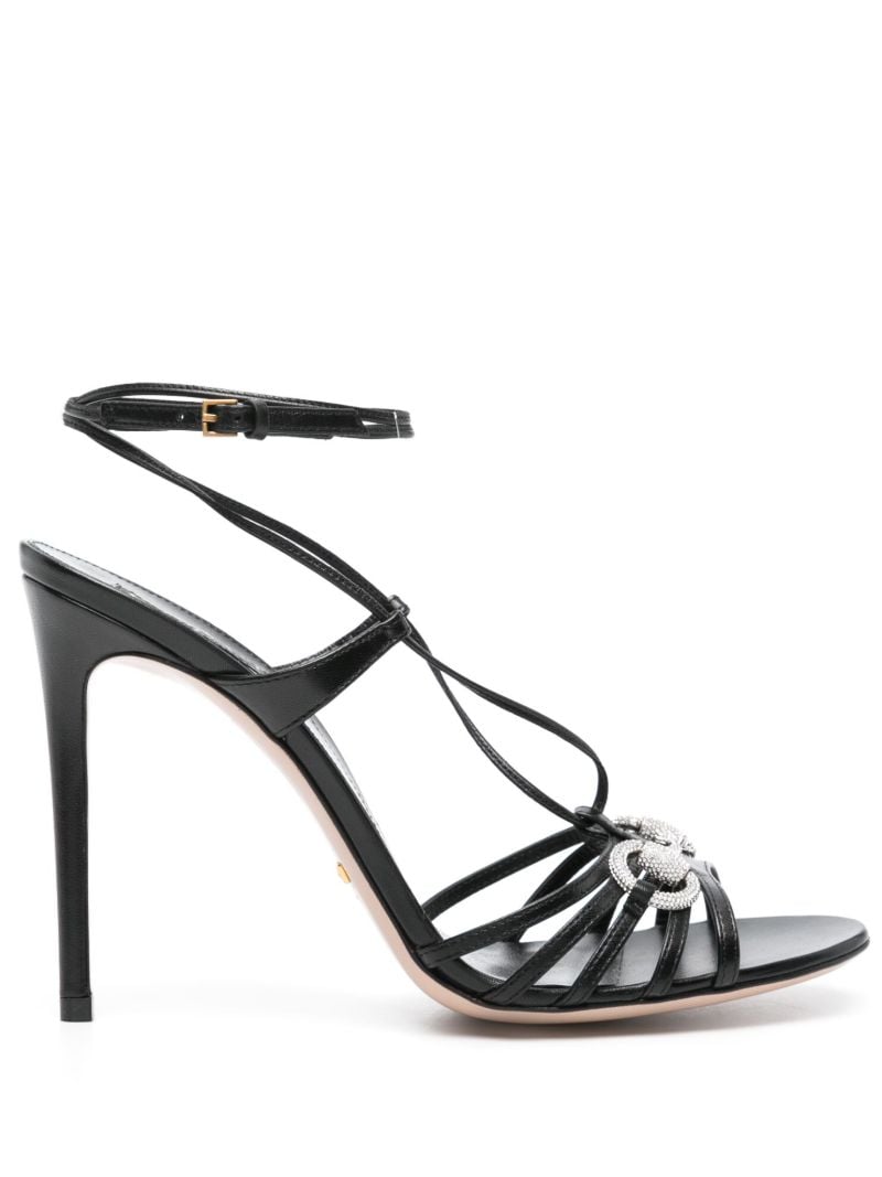 Black Horsebit-embellished Sandals