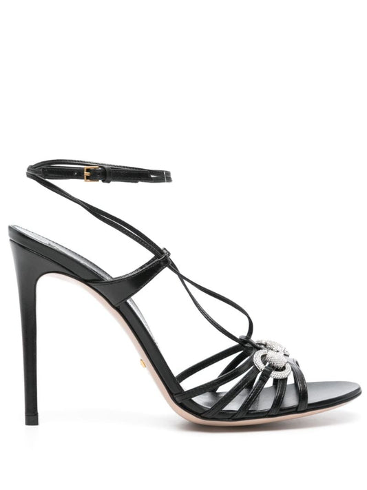 Black Horsebit-embellished Sandals