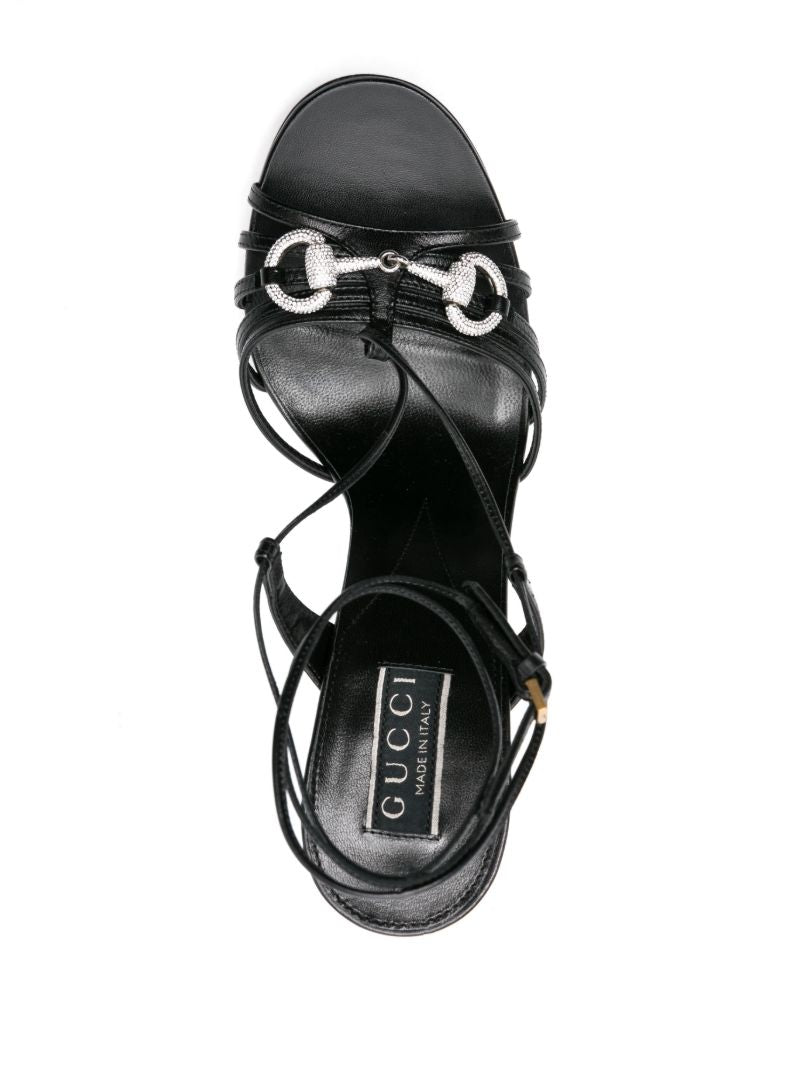 Black Horsebit-embellished Sandals