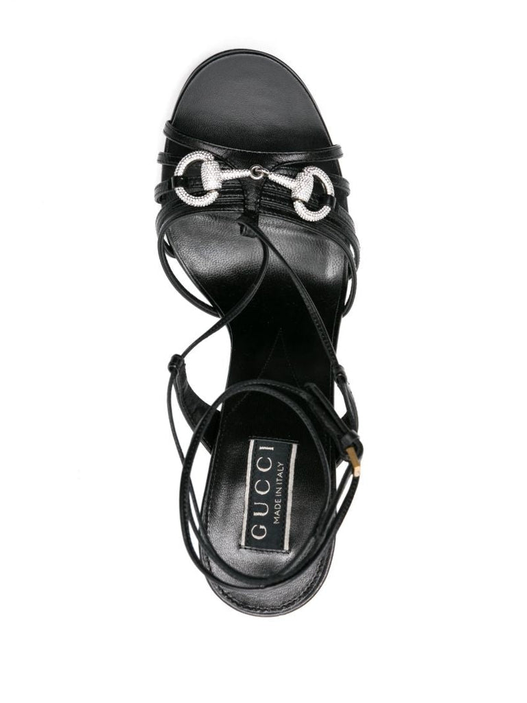 Black Horsebit-embellished Sandals