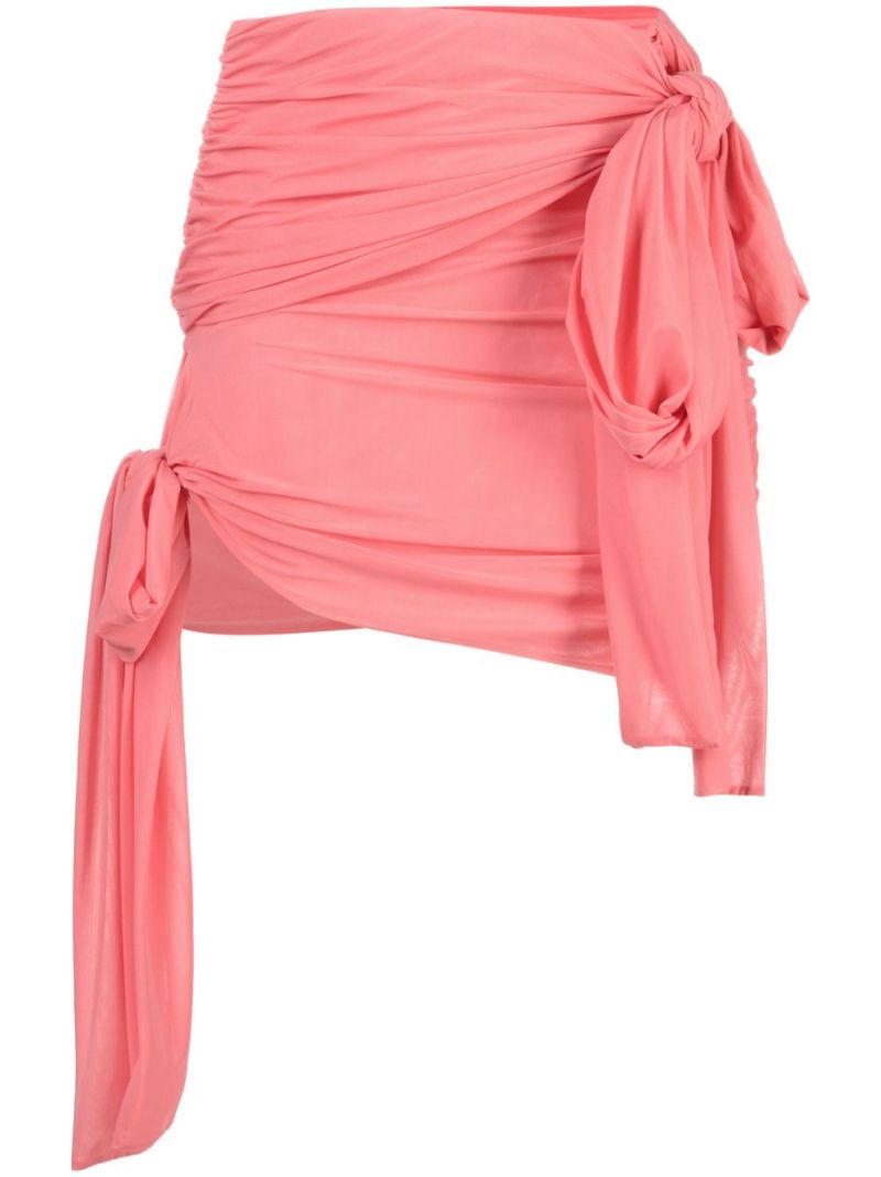 Pink Asymmetric Draped Mini Skirt