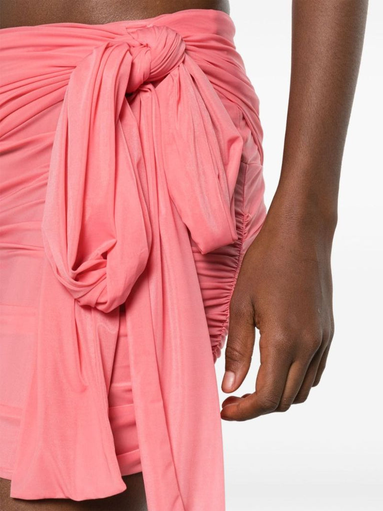 Pink Asymmetric Draped Mini Skirt