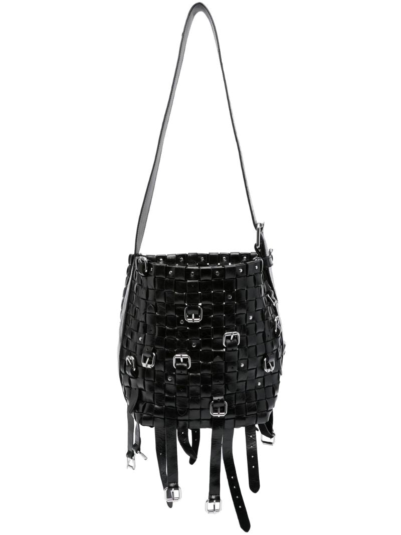 Black Lock Medium Leather Shoulder Bag