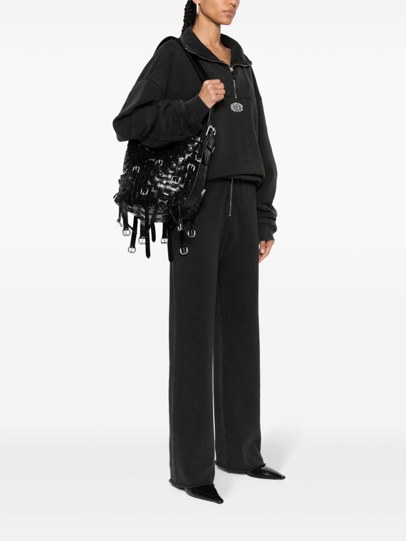 Black Lock Medium Leather Shoulder Bag