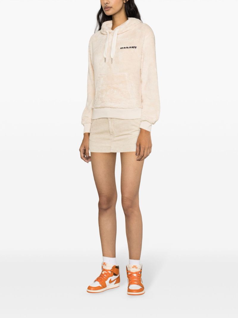 Neutral Maeva Logo-embroidered Fleece Hoodie