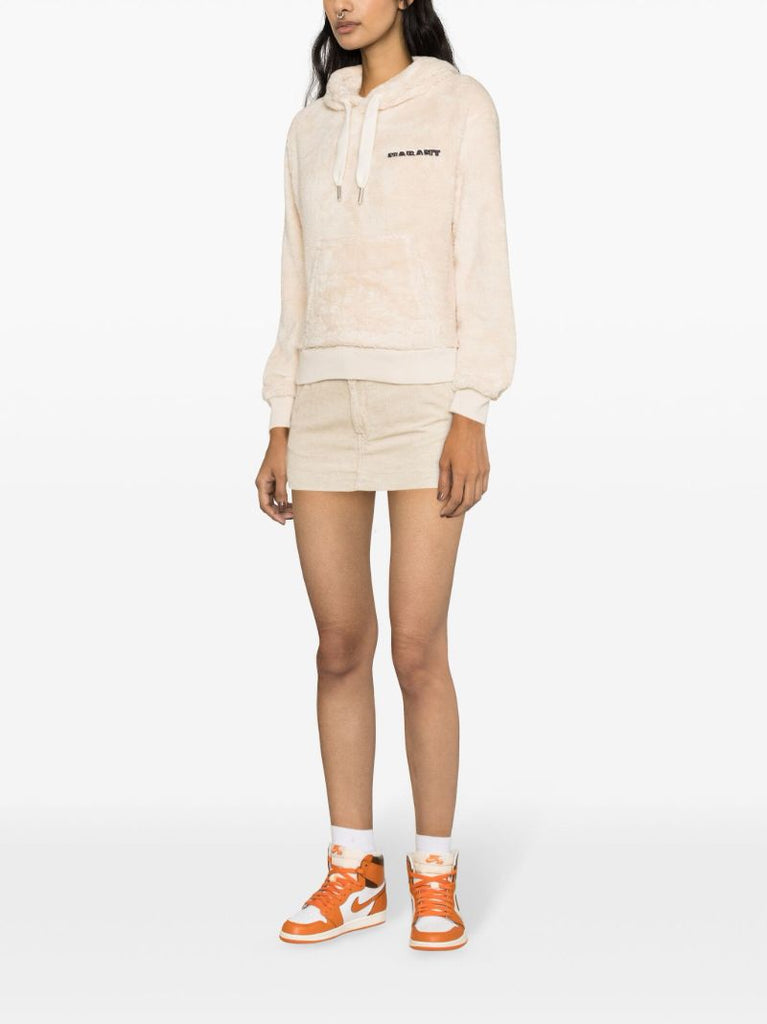 Neutral Maeva Logo-embroidered Fleece Hoodie